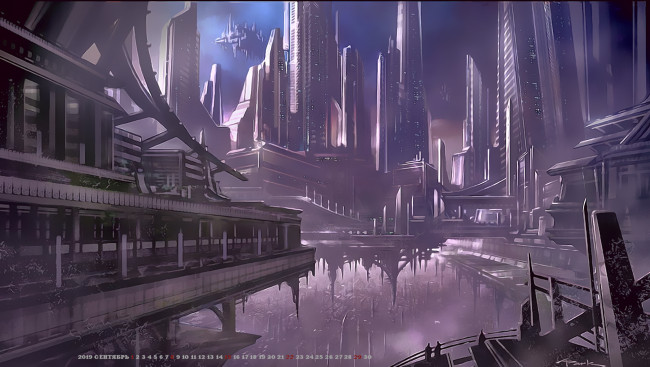 Обои картинки фото календари, фэнтези, здание, 2019, планета, calendar, строение, город