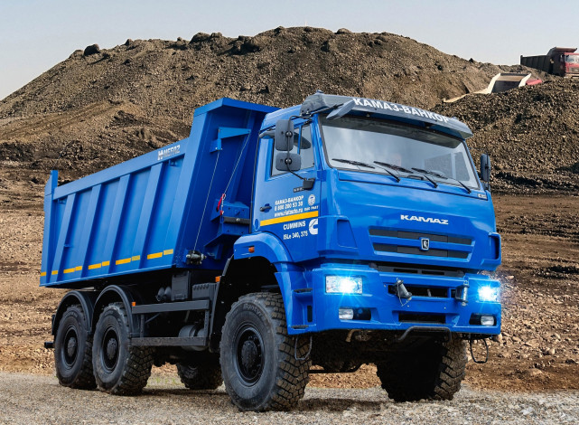 Обои картинки фото камаз, автомобили, автомобиль, самосвал, синий, карьер