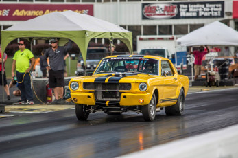 обоя спорт, drag racing, 1965, mustang, yellow, dragster