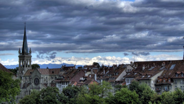 обоя города, берн , швейцария, панорама