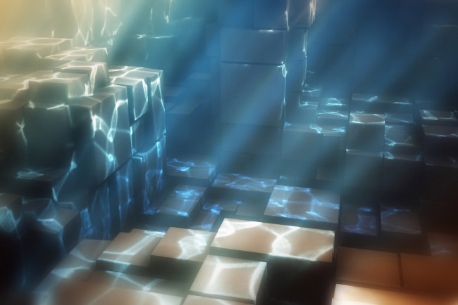 Обои картинки фото 3д графика, другое , other, вода, блики, ящики