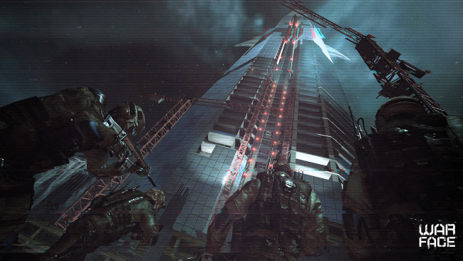 Обои картинки фото видео игры, warface, спецназ, форма, оружие, небоскреб, краны