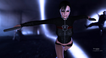 Картинка 3д графика military оружия девушка