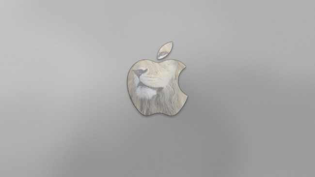 Обои картинки фото компьютеры, apple, яблоко, лев, серый, логотип