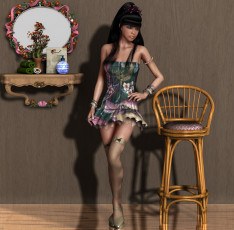 Картинка 3д графика people люди стул зеркало