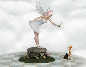 Картинка 3д графика elves эльфы цветы эльфийка камни