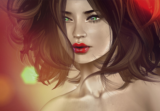 Обои картинки фото 3д, графика, portraits, портрет, лицо, брюнетка