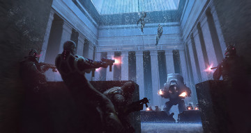 Картинка фэнтези роботы +киборги +механизмы бой cyberpunk перестрелка киборг робот