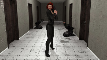 Картинка 3д+графика фантазия+ fantasy девушка взгляд коридор