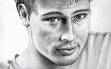 Картинка рисованные люди рисунок карандаш портрет brad pitt