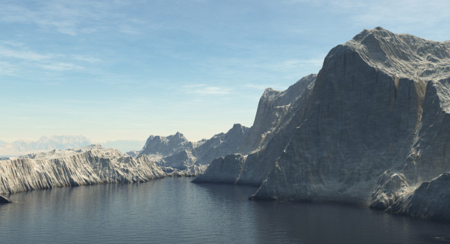 Обои картинки фото 3д графика, природа , nature, озеро, скала