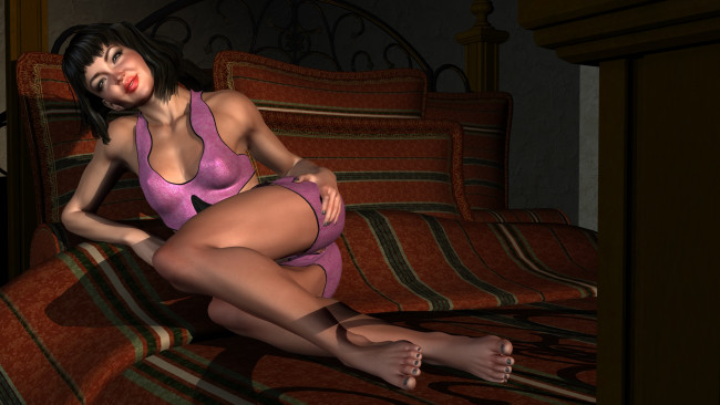 Обои картинки фото 3д графика, люди , people, улыбка, взгляд, девушка