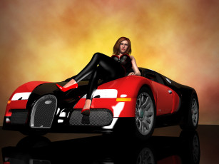 Картинка автомобили 3d+car&girl взгляд девушка автомобиль фон