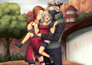 Картинка разное арты девочка арт девушка парень аниме какаши романтика семья наруто