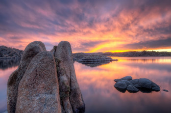 Картинка природа восходы закаты озеро небо закат