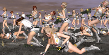 Картинка 3д+графика фантазия+ fantasy фон оружие взгляд девушки