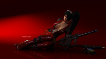 Картинка 3д+графика фантазия+ fantasy взгляд девушка фон оружие