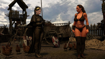 Картинка 3д+графика люди+ people девушки оружие фон взгляд