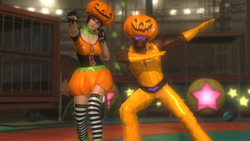 Картинка 3д+графика праздники+ holidays девушка взгляд фон мужчина тыквы