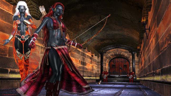 Обои картинки фото 3д графика, эльфы , elves, взгляд, эльфийки, фон