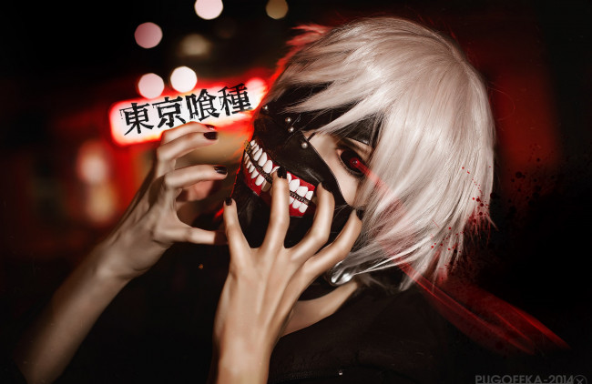 Обои картинки фото разное, cosplay , косплей, токийский, гуль, аниме, арт, маска, канеки, кен
