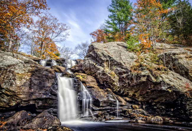 Обои картинки фото природа, водопады, река, водопад, лес