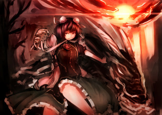 Картинка аниме touhou взгляд фон девушка