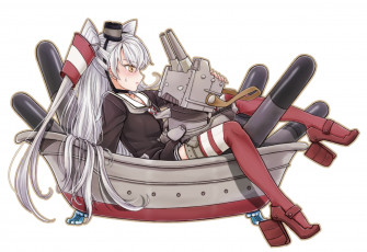Картинка аниме kantai+collection фон взгляд девушка