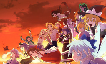 Картинка аниме touhou взгляд фон девушки