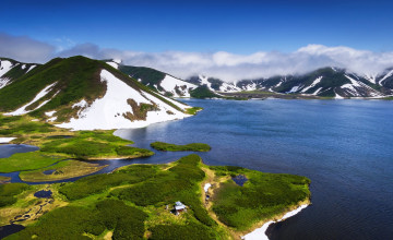 Картинка природа побережье море облака горы камчатка