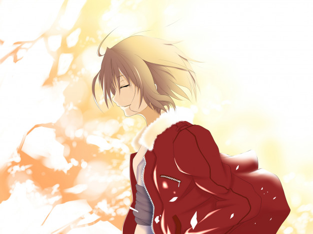 Обои картинки фото аниме, kara no kyokai, фон, взгляд, девушка