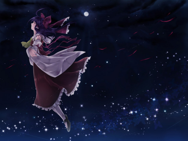 Обои картинки фото аниме, touhou, фон, взгляд, девушка