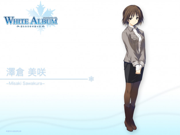 Обои картинки фото аниме, white album, фон, взгляд, девушка