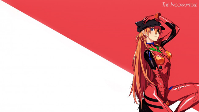 Обои картинки фото аниме, evangelion, взгляд, девушка, фон