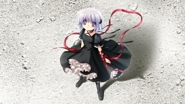 Обои картинки фото аниме, rewrite, девушка, взгляд, фон