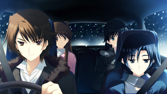 Обои картинки фото аниме, white album, девушки, взгляд, фон