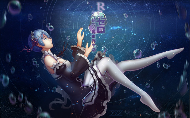 Обои картинки фото аниме, re,  zero kara hajimeru isekai seikatsu, взгляд, фон, девушка