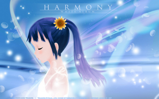 Обои картинки фото аниме, white album, девушка, взгляд, фон