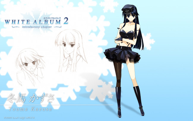 Обои картинки фото аниме, white album, взгляд, девушка, фон