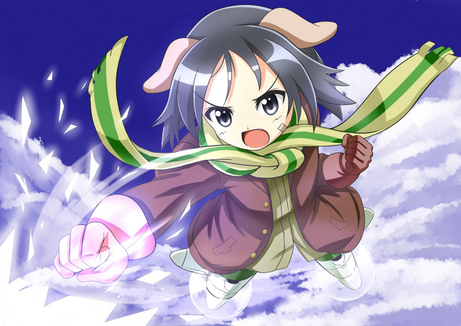 Обои картинки фото аниме, strike witches, фон, взгляд, девушка