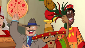 Картинка мультфильмы иван+царевич+и+серый+волк+3 пицца люди шляпа ананас эмоции