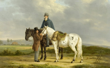 Картинка рисованное живопись масло картина дерево два всадника на фоне пейзажа энтони оберман