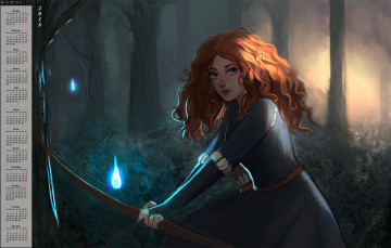 Картинка календари кино +мультфильмы лук взгляд лес девушка