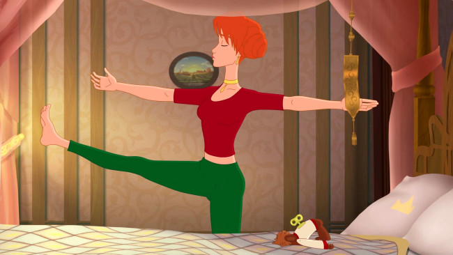 Обои картинки фото мультфильмы, иван царевич и серый волк 3, девушка, кукла, кровать, зарядка