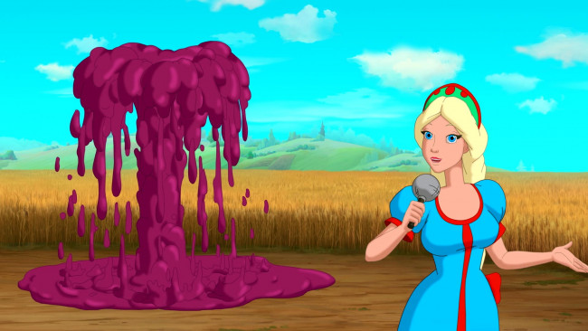 Обои картинки фото мультфильмы, иван царевич и серый волк 3, растения, девушка, фонтан, поле