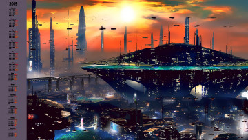 Картинка календари фэнтези звездолет сооружение