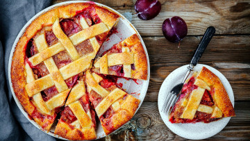 Картинка еда пироги сливы пирог сливовый