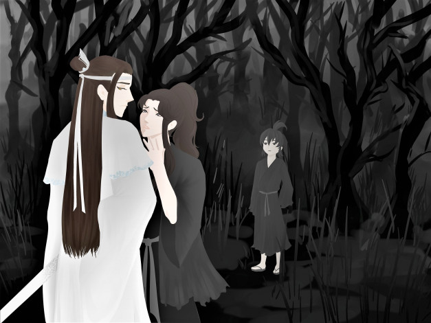 Обои картинки фото аниме, mo dao zu shi, вэй, усянь, лань, ванцзы, ребенок