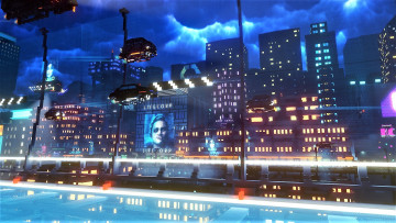 Картинка видео+игры cloudpunk будущее город транспорт огни дождь