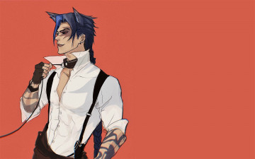 Картинка аниме животные +существа парень ушки ошейник